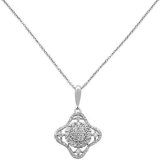 Muse Jewelry .93ct 14k White Gold Filigree Diamond Pendant Necklace 18" Long