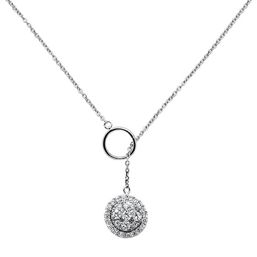 Muse Jewelry .48ct 14k White Gold Chain Lariat Diamond Pendant Necklace 18" Long