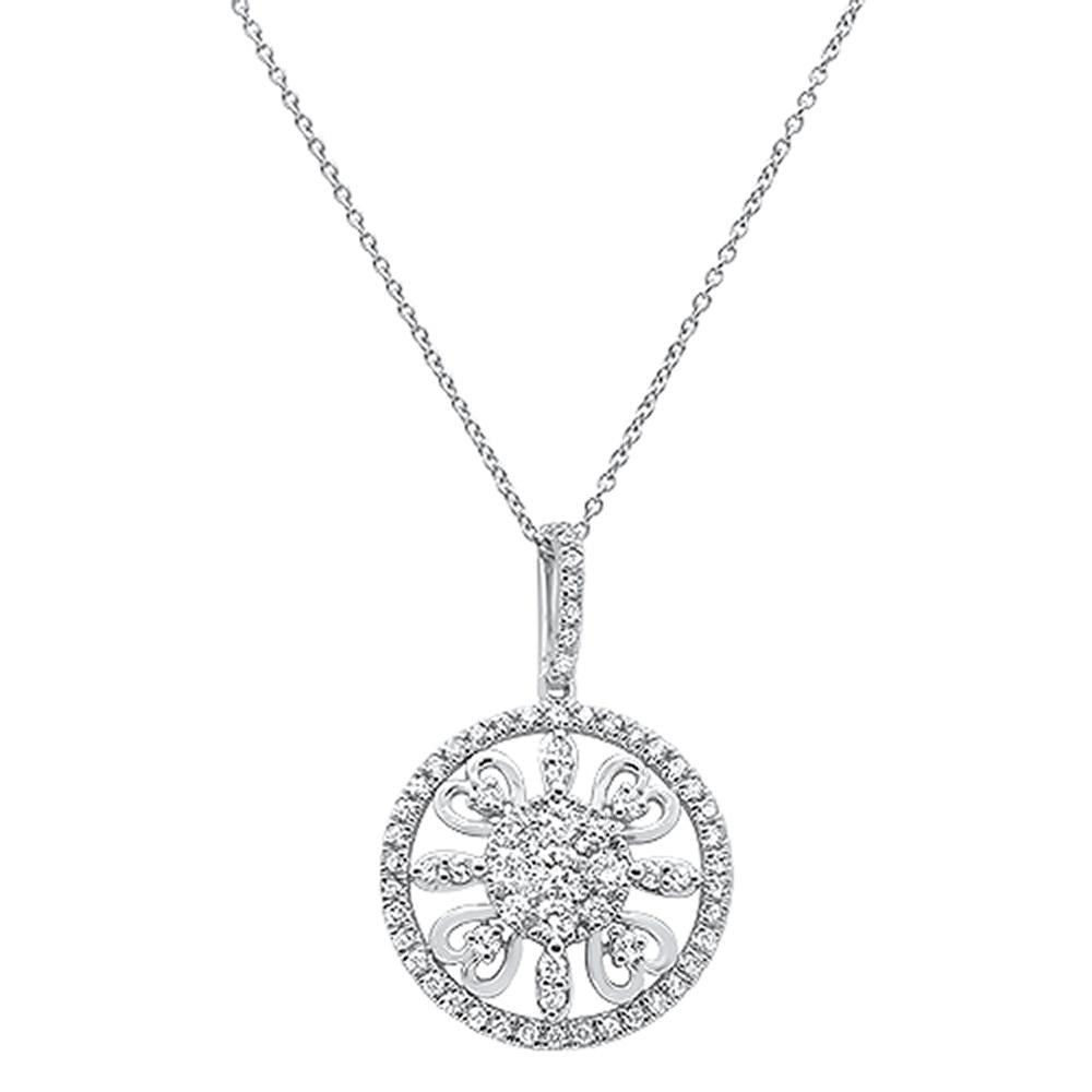 Muse Jewelry .99ct 14k White Gold Antique Heart Filigree Diamond Pendant Necklace 18" Long