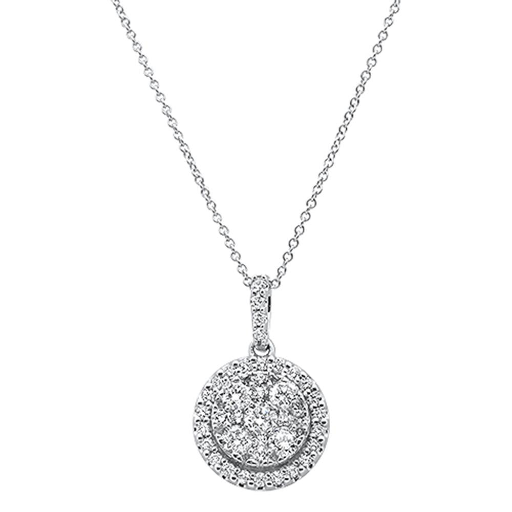 Muse Jewelry .76ct 14k White Gold Round Diamond Pendant Necklace 18" Long