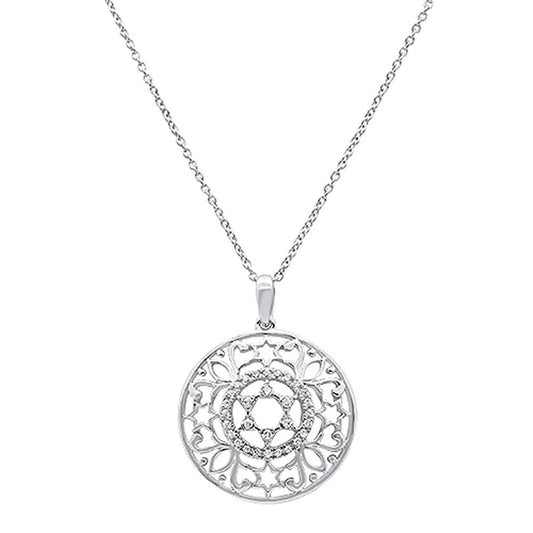 Muse Jewelry .14ct 14k White Gold Filigree Star of David Diamond Pendant Necklace 18" Long