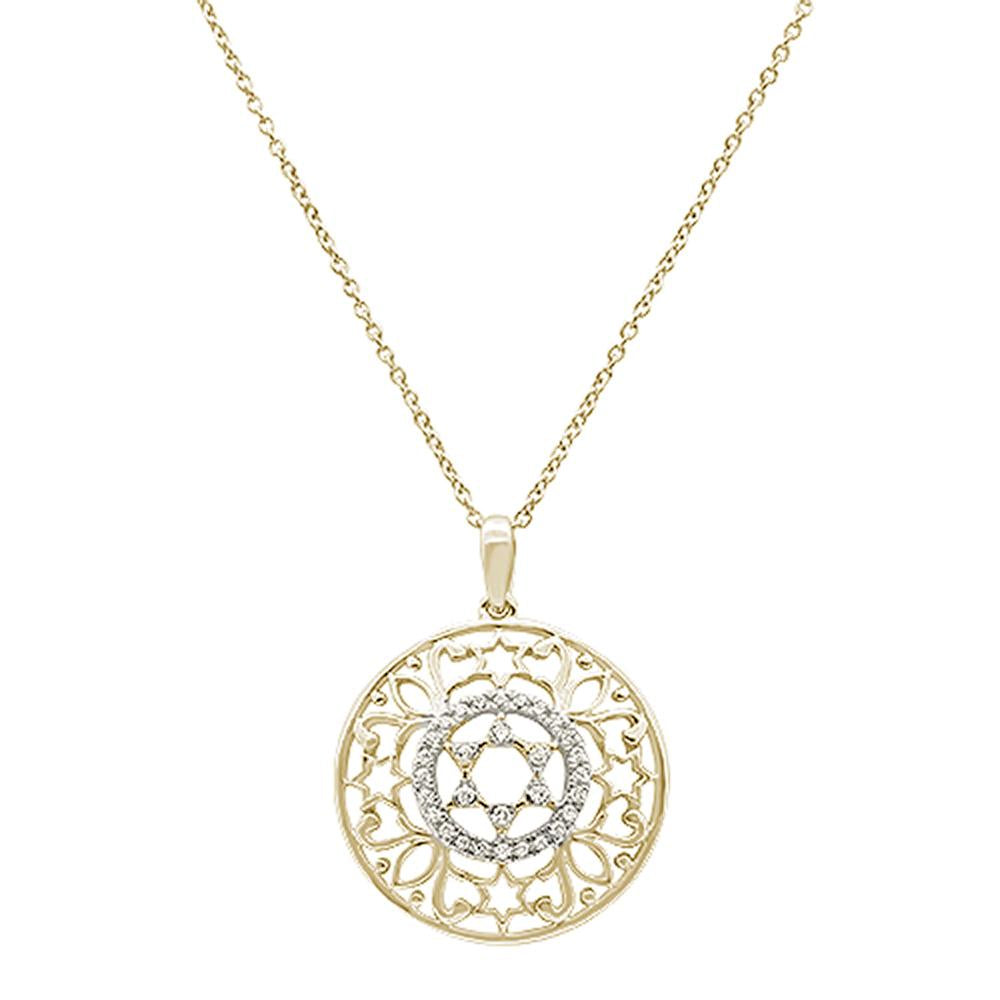 Muse Jewelry .14ct 14k Yellow Gold Filigree Star David Diamond Pendant Necklace 18" Long