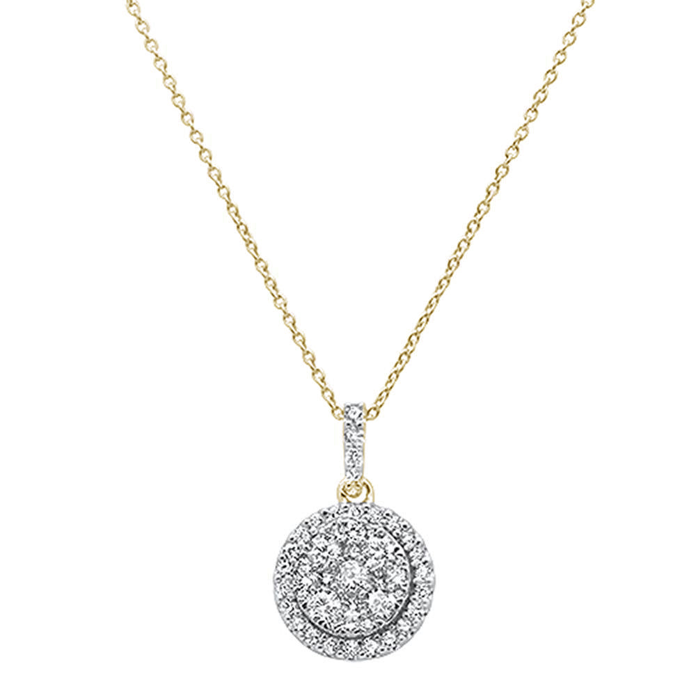 Muse Jewelry 1.01ct 14k Yellow Gold Round Diamond Designer Halo Pendant Necklace 18" Long