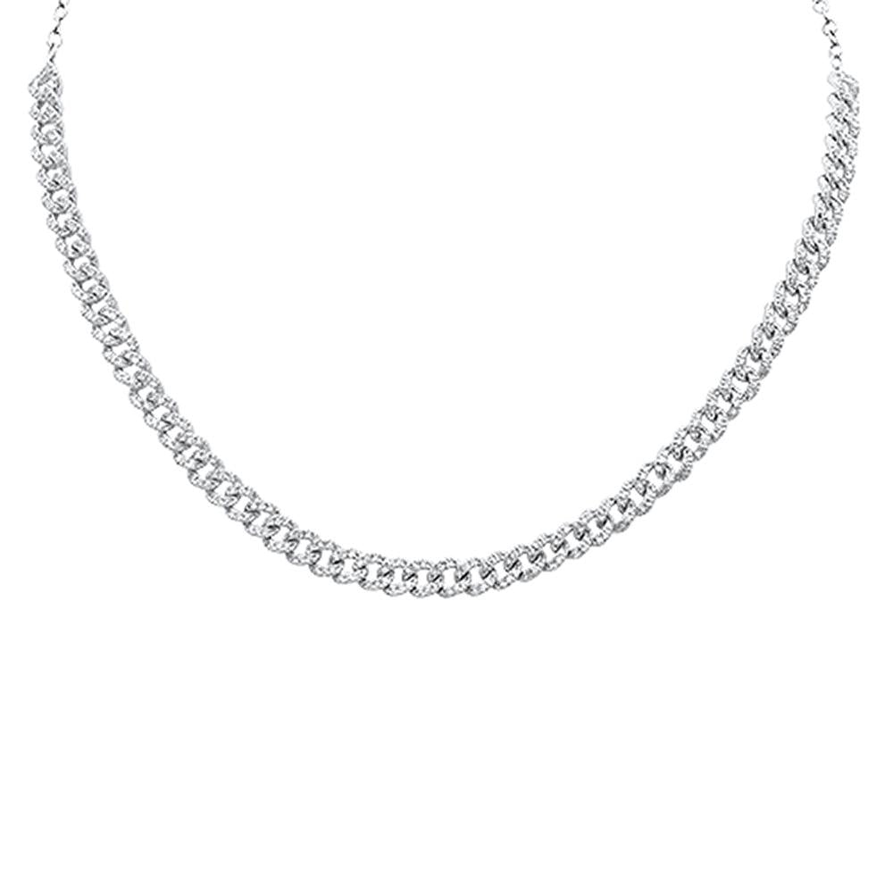 Muse Jewelry 1.39ct 14k White Gold Diamond Curb Link Statement Choker Necklace 14"