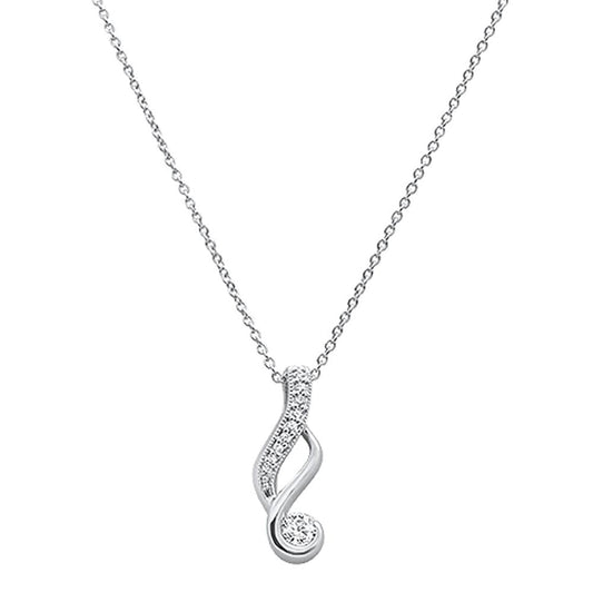 Muse Jewelry .20ct 14k White Gold Elegant Diamond Pendant Necklace 18"Long