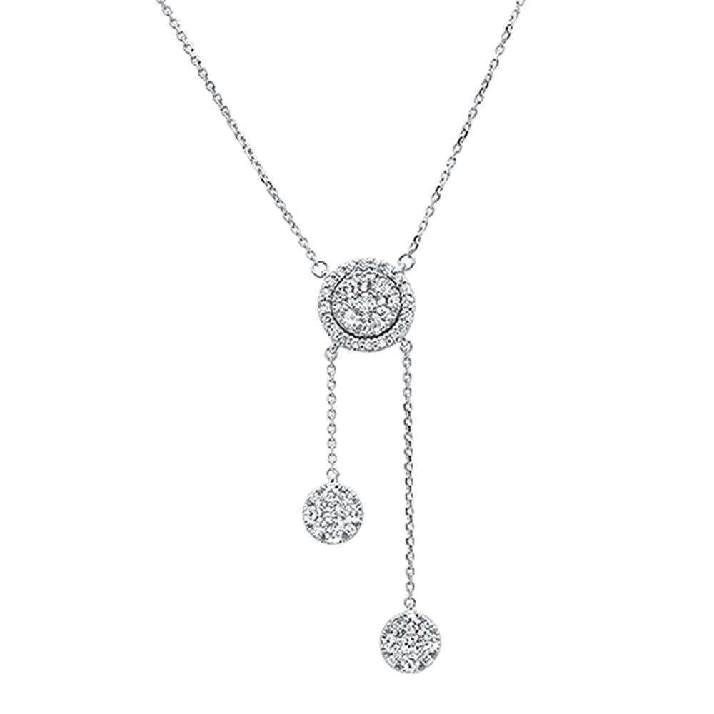 Muse Jewelry .96ct 14k White Gold Diamond Lariat Drop Pendant Necklace 18"Long