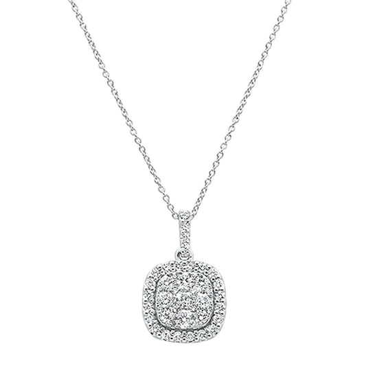 Muse Jewelry .97ct 14k White Gold Square Diamond Pendant Necklace 18"Long