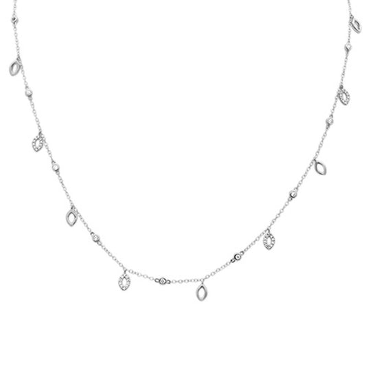 Muse Jewelry .53ct G SI 14k White Gold Diamond Pendant Designer Necklace 16" Long+(1"ext)