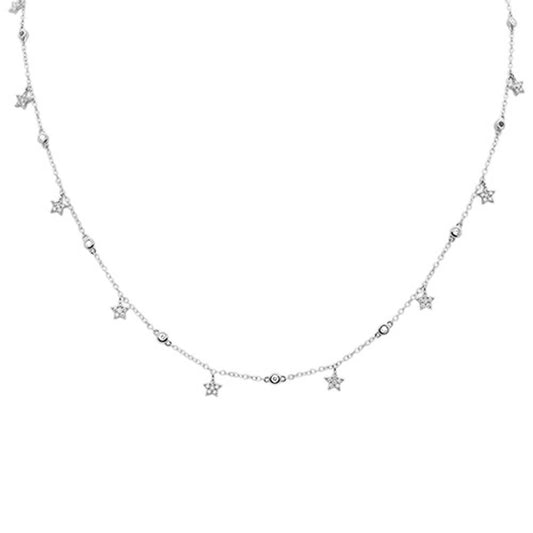 Muse Jewelry .61ct G SI 14k White Gold Diamond Designer Pendant Necklace 16" Long+(1"ext)