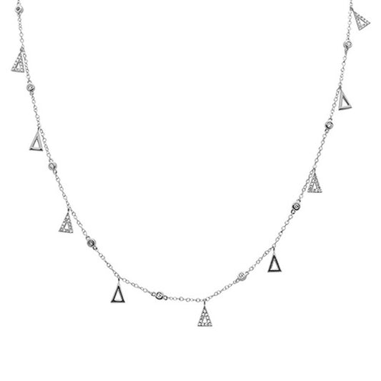 Muse Jewelry .54ct G SI 14k White Gold Diamond Designer Pendant Necklace 16" Long+(1"ext)