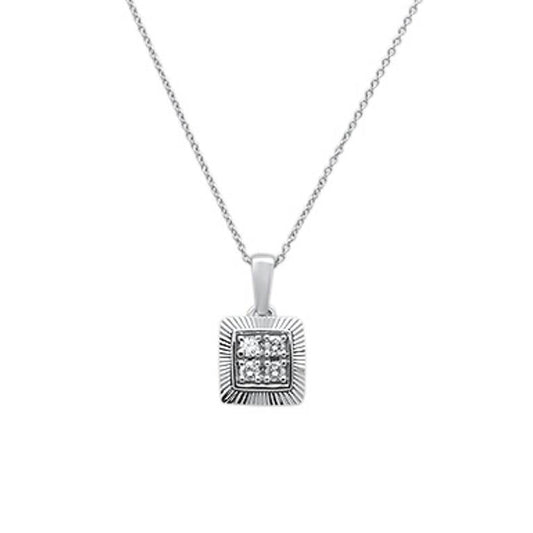 Muse Jewelry .25ct G SI 14k White Gold Square Diamond Pendant Necklace 18" Long