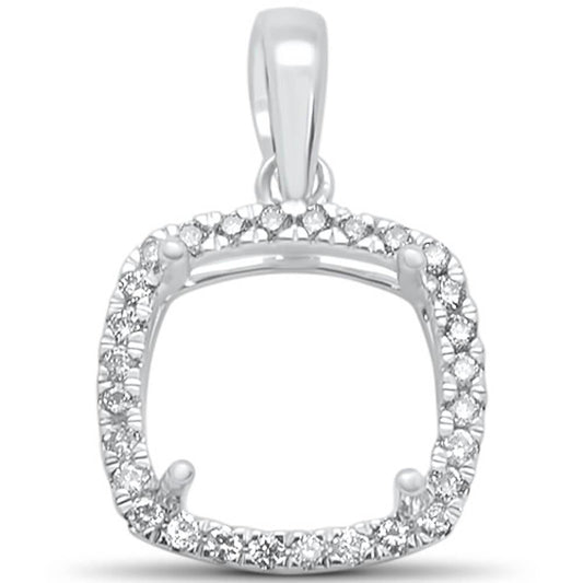 Muse Jewelry .10ct 14kt White Gold Square Princess Diamond Semi Mount Pendant