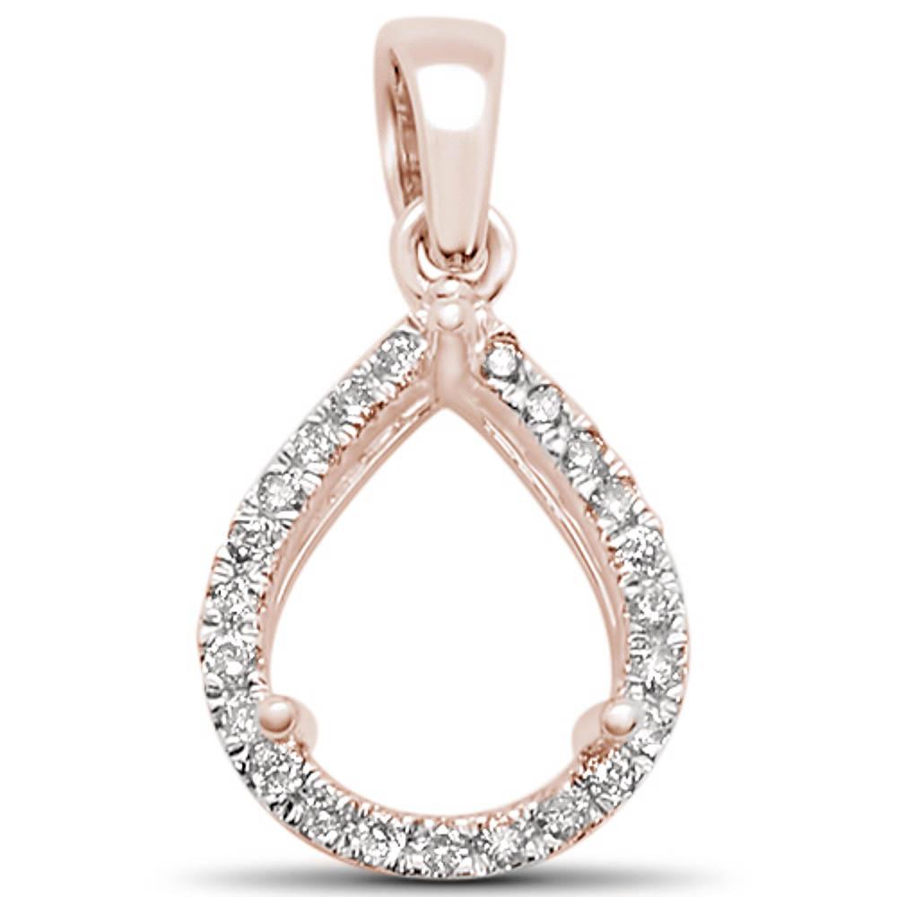 Muse Jewelry .13ct 14k Rose Gold Pear Teardrop Diamond Semi Mount Pendant