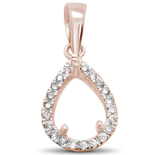 Muse Jewelry .09ct 14k Rose Gold Pear Teardrop Diamond Semi Mount Pendant