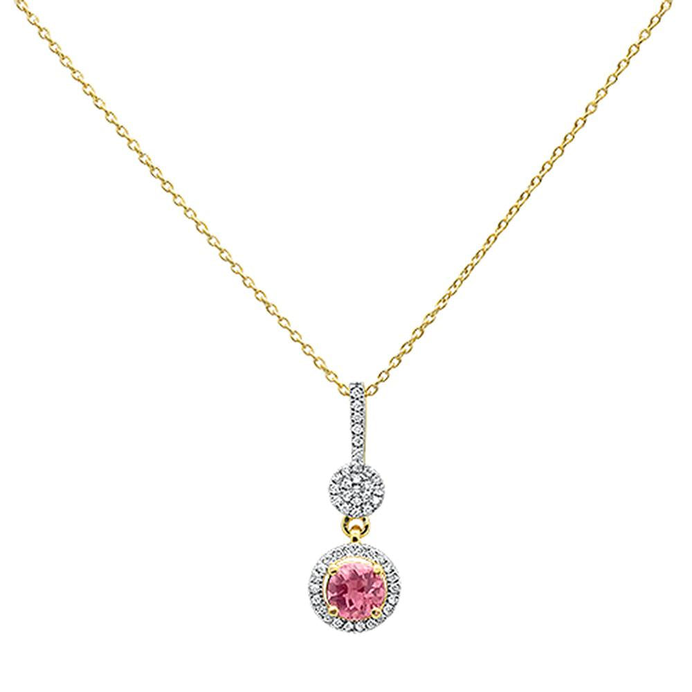 Muse Jewelry 0.52cts 10k Yellow Gold Round Pink Tourmaline & Diamond Pendant