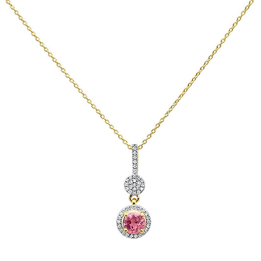 Muse Jewelry 0.52cts 10k Yellow Gold Round Pink Tourmaline & Diamond Pendant