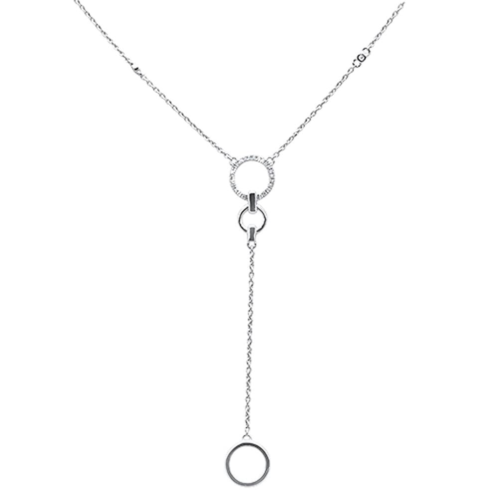 Muse Jewelry .11ct 14kt White Gold Diamond Drop Lariat Pendant Necklace 18"+ 2" Ext