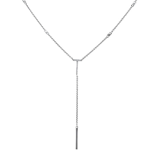 Muse Jewelry .07ct 14kt White Gold Diamond Drop Lariat Pendant Necklace 18"+ 2" Ext