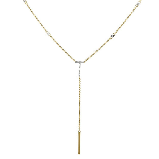 Muse Jewelry .09ct 14kt Yellow Gold Diamond Drop Lariat Pendant Necklace 18"+ 2" Ext