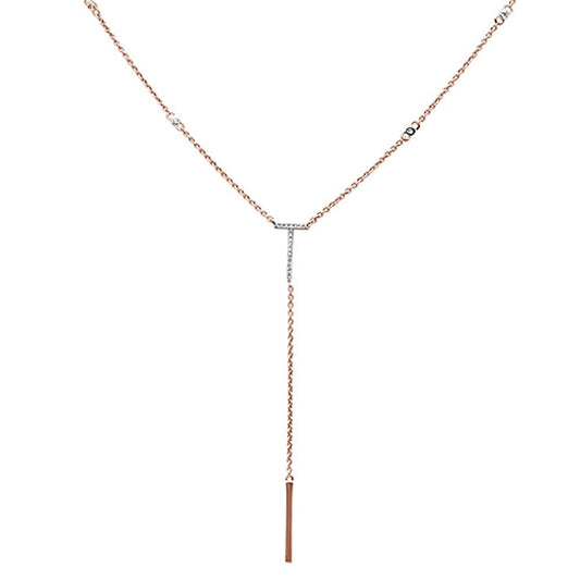 Muse Jewelry .08ct 14kt Rose Gold Diamond Drop Lariat Pendant Necklace 18"+ 2" Ext.