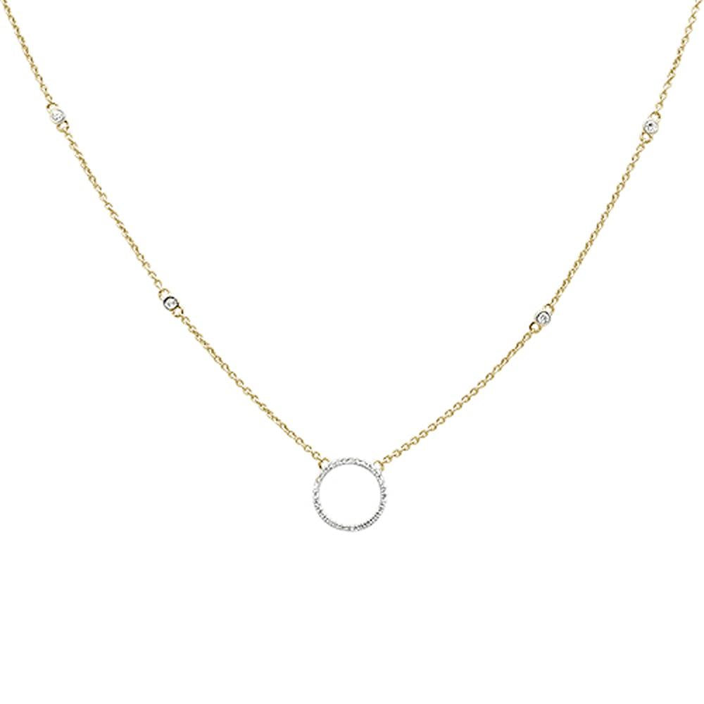 Muse Jewelry .17ct 14kt Yellow Gold Diamond Trendy Circle Pendant Necklace 18"+ 2" Ext