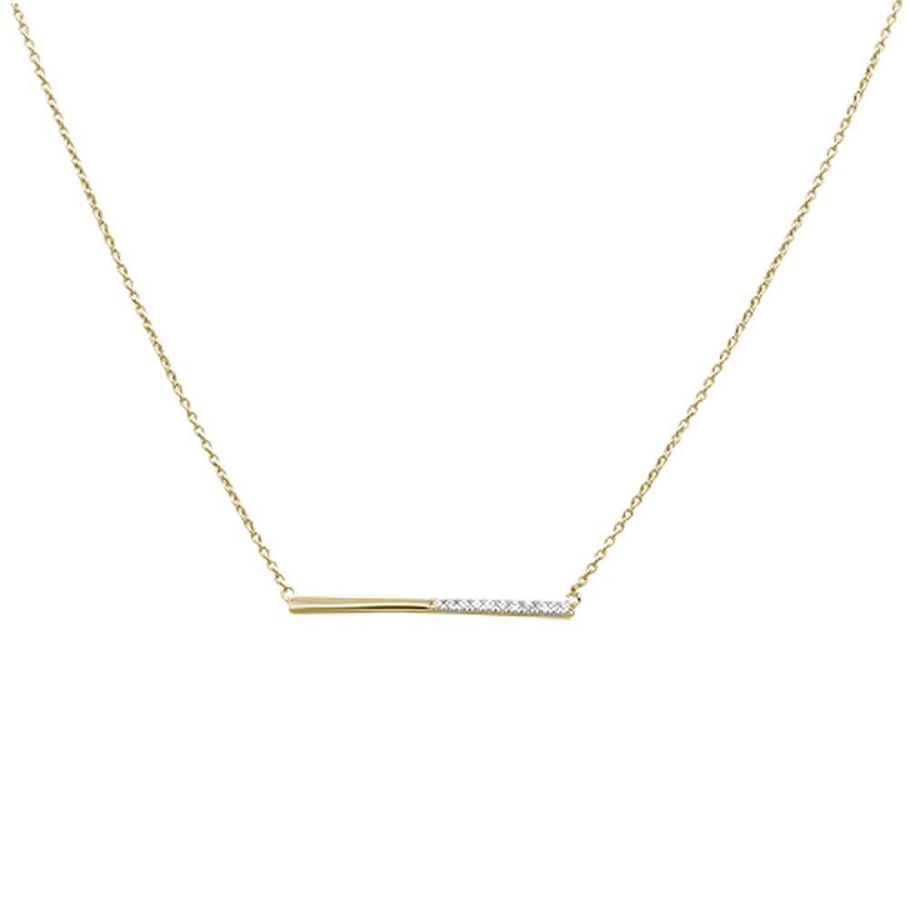 Muse Jewelry .09ct 14kt Yellow Gold Diamond Bar Pendant Necklace 18"+ 2" Ext.