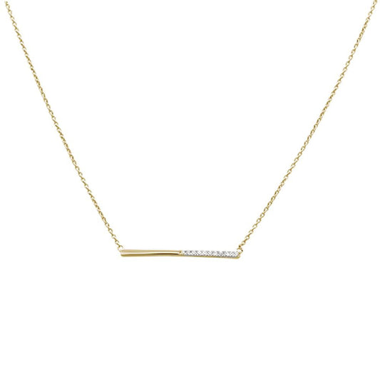 Muse Jewelry .09ct 14kt Yellow Gold Diamond Bar Pendant Necklace 18"+ 2" Ext.