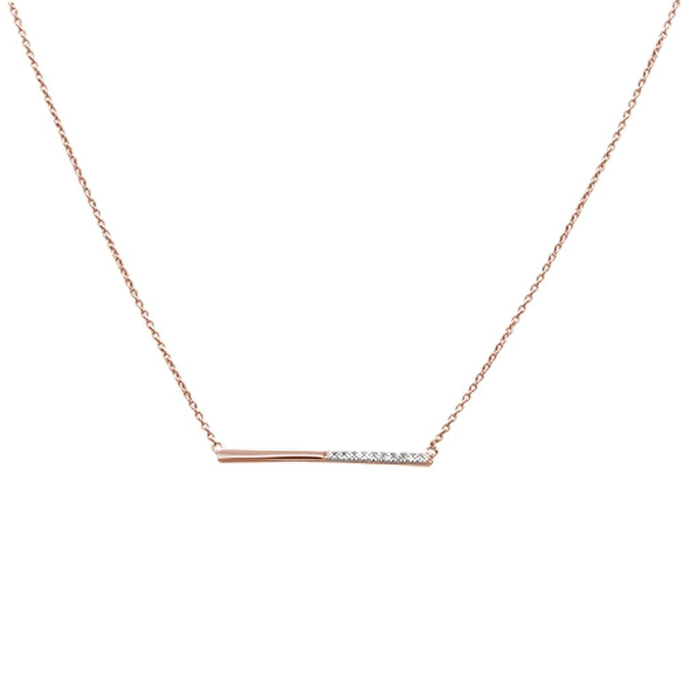 Muse Jewelry .09ct 14kt Rose Gold Diamond Bar Pendant Necklace 18"+ 2 x 1 Ext