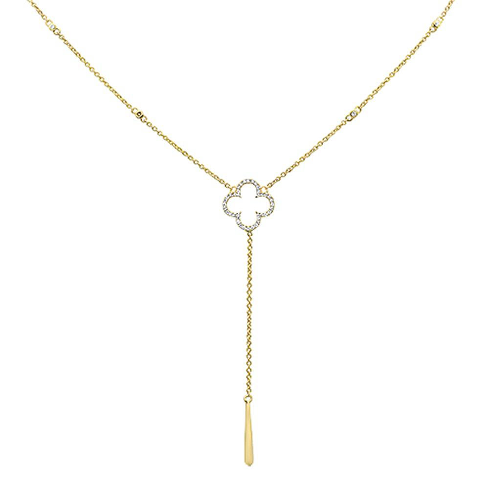 Muse Jewelry .11cts 14k Yellow Gold Diamond Flower Drop Dangle Pendant Necklace 16+2" Ext