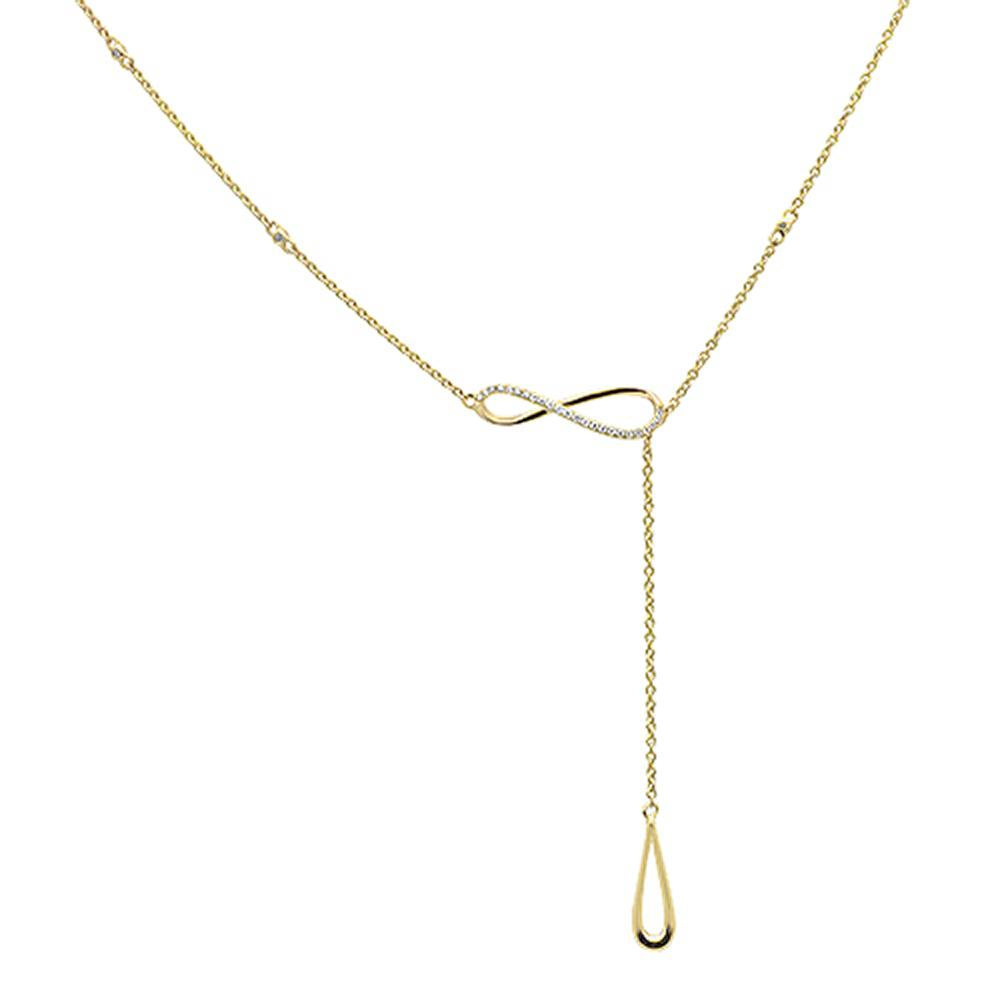 Muse Jewelry .10cts 14k Yellow Gold Diamond Infinity Designer Lariat Necklace 18"