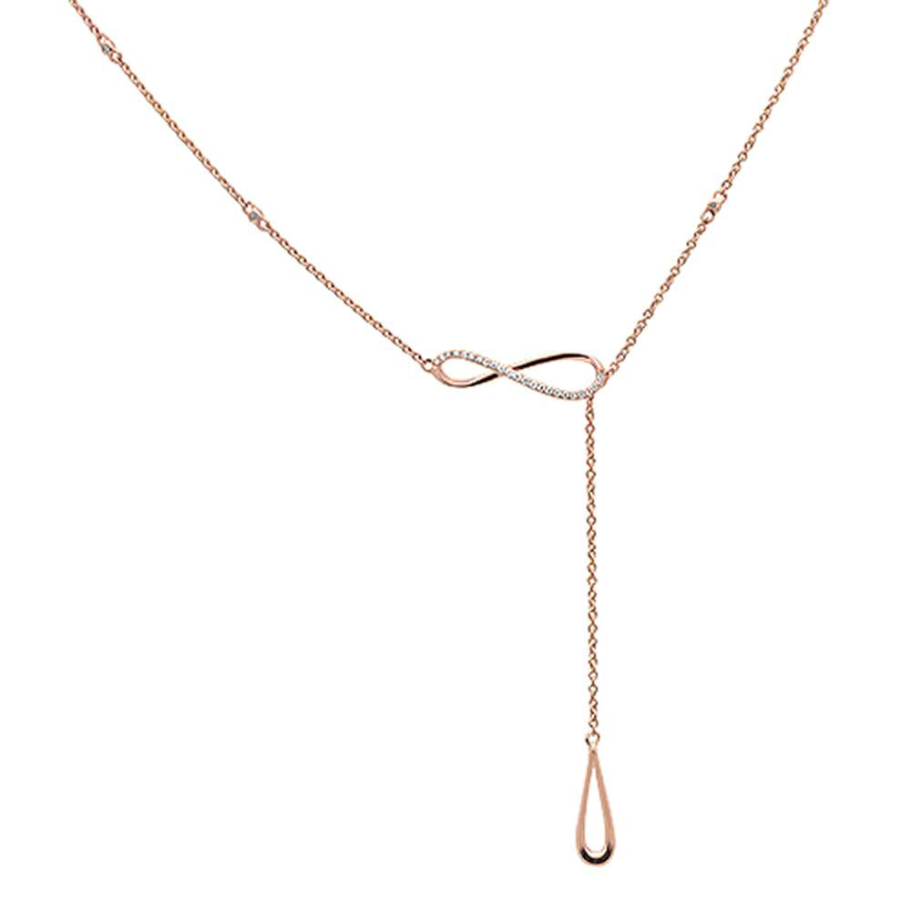 Muse Jewelry .09cts 14k Rose Gold Diamond Infinity Lariat Pendant Necklace 18"