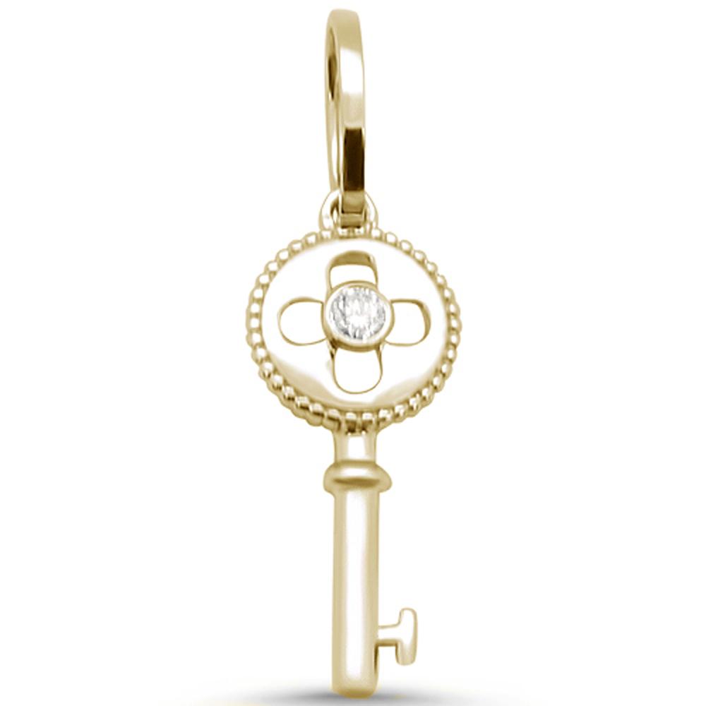 Muse Jewelry .05ct 14kt Yellow Gold Diamond Pendant 1" Key