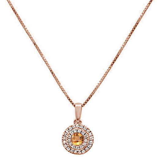 Muse Jewelry .36cts 10k Rose Gold Diamond & Round Citrine Gemstone Pendant