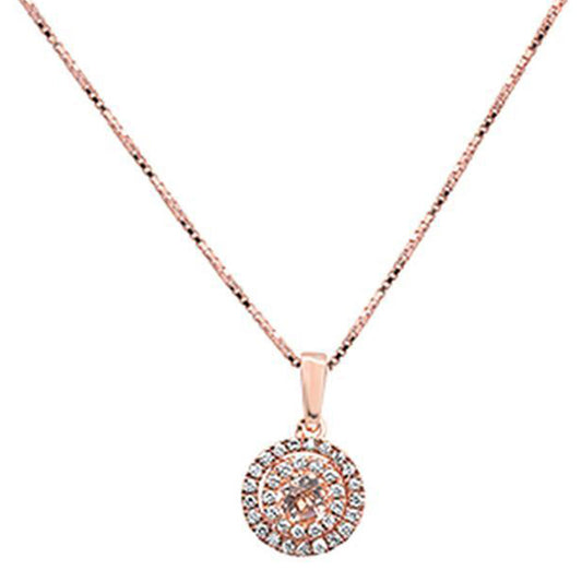 Muse Jewelry .36cts 10k Rose Gold Diamond & Round Morganite Pendant