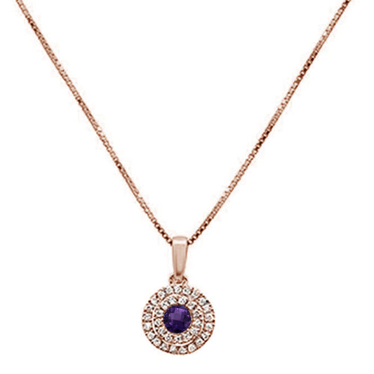 Muse Jewelry .37cts 10k Rose Gold Diamond & Round Amethyst Pendant