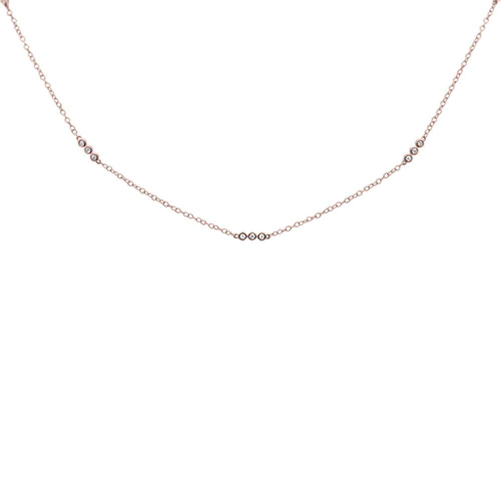 Muse Jewelry .19cts 14k Rose Gold Diamond Station Necklace 18"