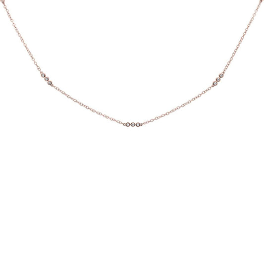 Muse Jewelry .19cts 14k Rose Gold Diamond Station Necklace 18"