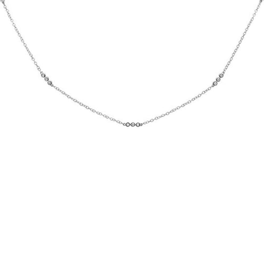 Muse Jewelry .19ct 14k White Gold Diamond 3 Bezel Station Necklace 18" Long