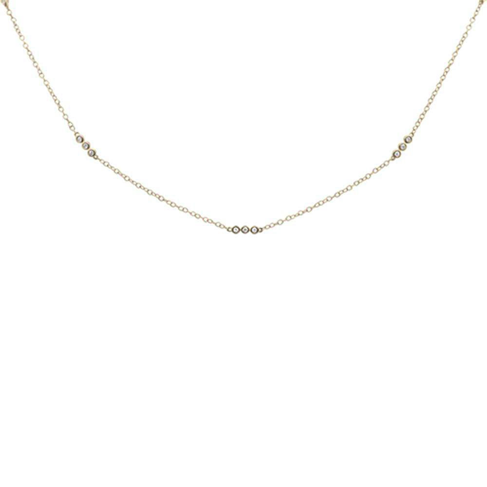 Muse Jewelry .22ct 14k Yellow Gold Diamond 3 Bezel Station Necklace 18" Long