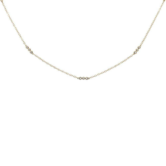 Muse Jewelry .22ct 14k Yellow Gold Diamond 3 Bezel Station Necklace 18" Long