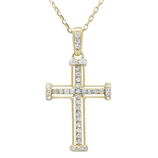 Muse Jewelry .28ct 14k Yellow Gold Diamond Cross Pendant Necklace 18" Long