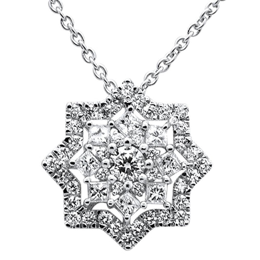 Muse Jewelry .69ct 14k White Gold Diamond Star Pendant Necklace 18" Long