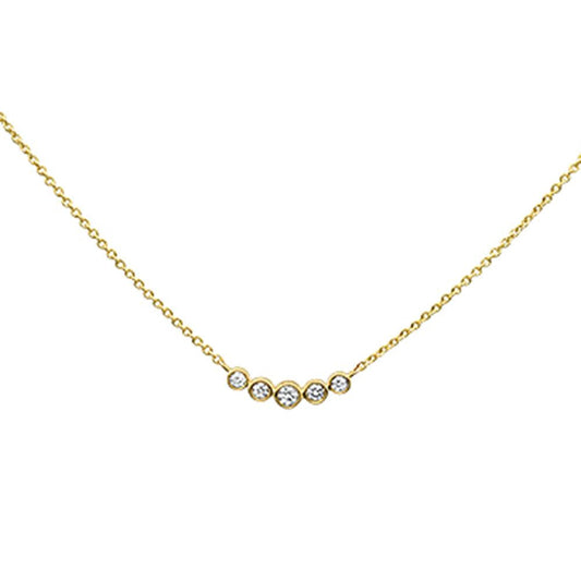 Muse Jewelry .23ct 14K Yellow Gold Diamond 5 Stone Pendant Necklace 18" Long