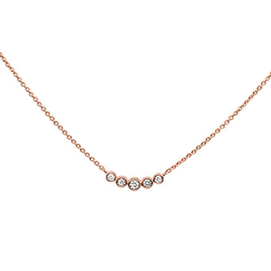 Muse Jewelry .23CT G SI 14K Rose Gold Diamond 5 Stone Pendant Necklace 18"