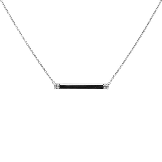 Muse Jewelry .07ct 14K White Gold Diamond Bar Pendant Necklace 18" Long