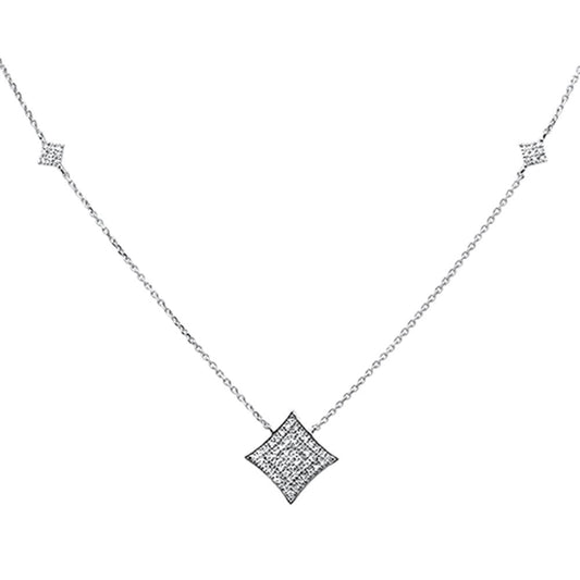 Muse Jewelry .27ct 14k White Gold Diamond Modern Pendant Necklace 18" Long