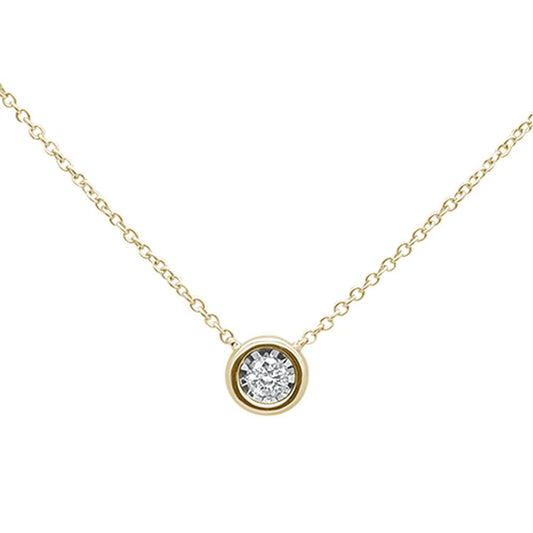 Muse Jewelry .10ct 14k Yellow Gold Diamond Bezel Solitaire Pendant Necklace 18"