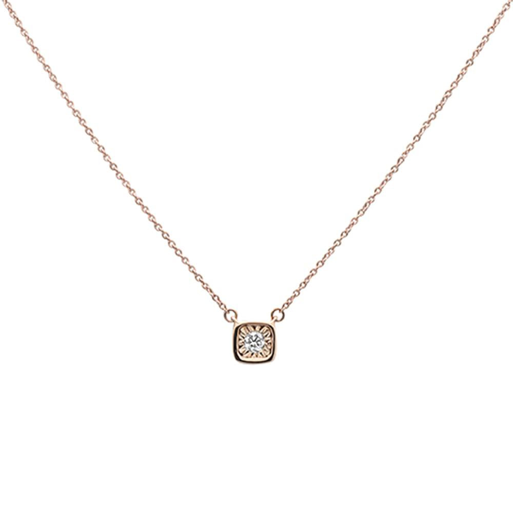 Muse Jewelry .10ct 14k Rose Gold Diamond Bezel Solitaire Pendant Necklace 18"