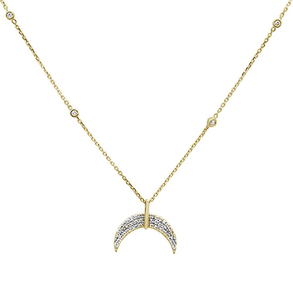 Muse Jewelry .22ct 14k Yellow Gold Crescent Moon Diamond Pendant Necklace 18"