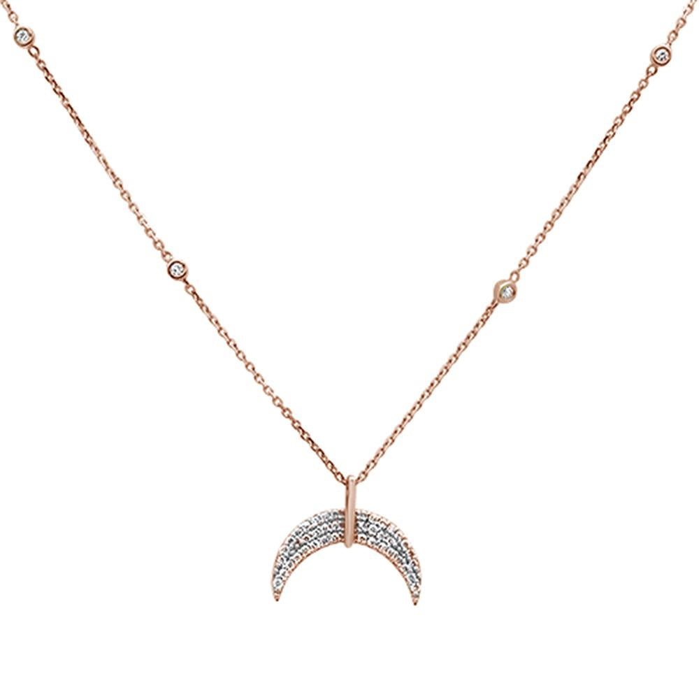 Muse Jewelry .23ct 14k Rose Gold Crescent Moon Diamond Pendant Necklace 18"